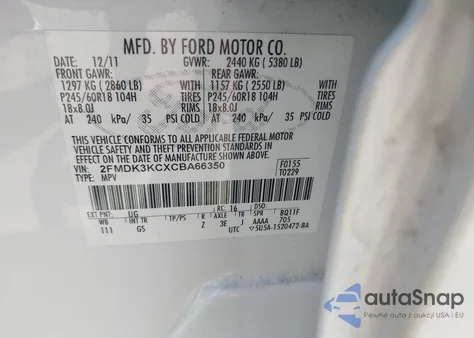 2012 Ford Edge Limited из США, поврежденный, VIN 2FMDK3KCXCBA66350